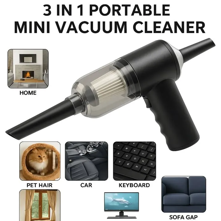 3 in 1 Car Vacuum Cleaner Portable Vacuum Cleaner Rechargeable